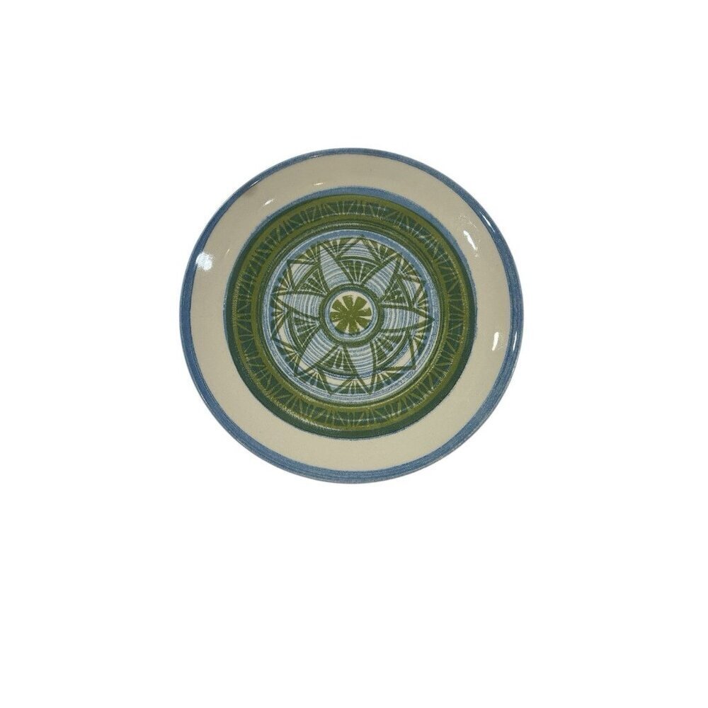 Vintage Royal China Ironstone Compass Design Plates Green/Blue 10”x 10”